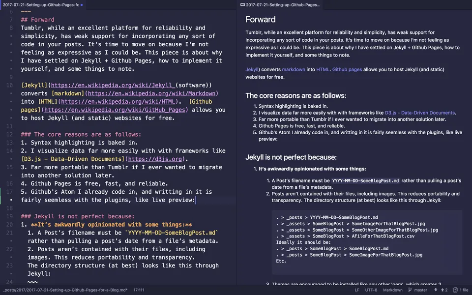 live preview markdown github atom